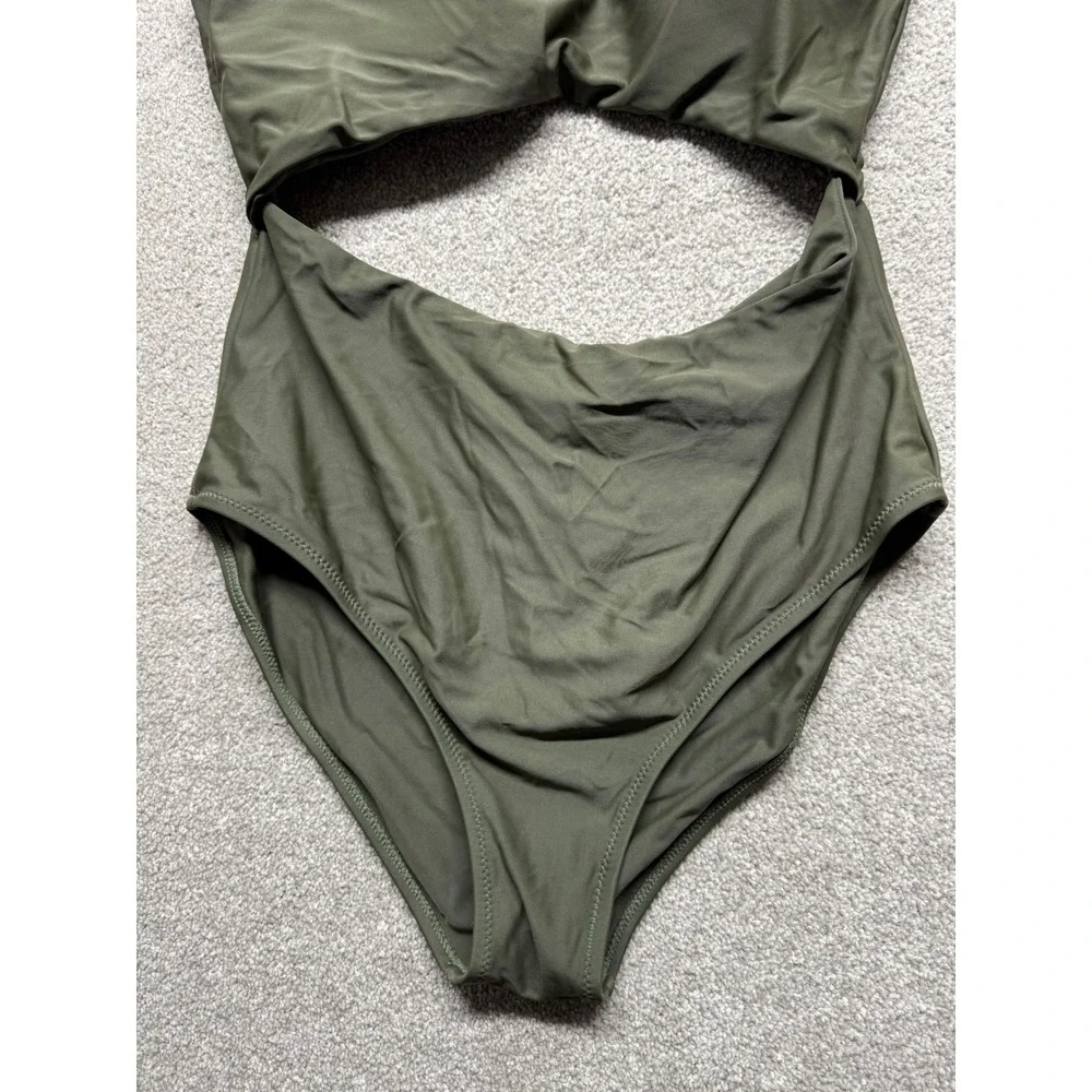 Cupshe Olive Green Lace Up Cutout One Piece‎ Swimsuit Medium